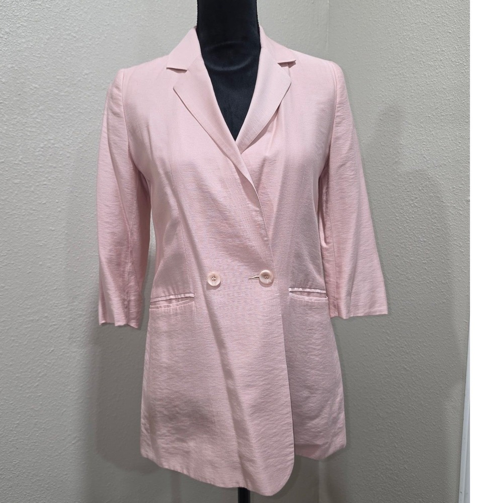 BCBGeneration Blush Pink Double Breasted 3/4 Sleeve Blazer Jacket Size 4